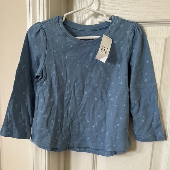 Baby GAP Blue Heart Top - Picture 1 of 9